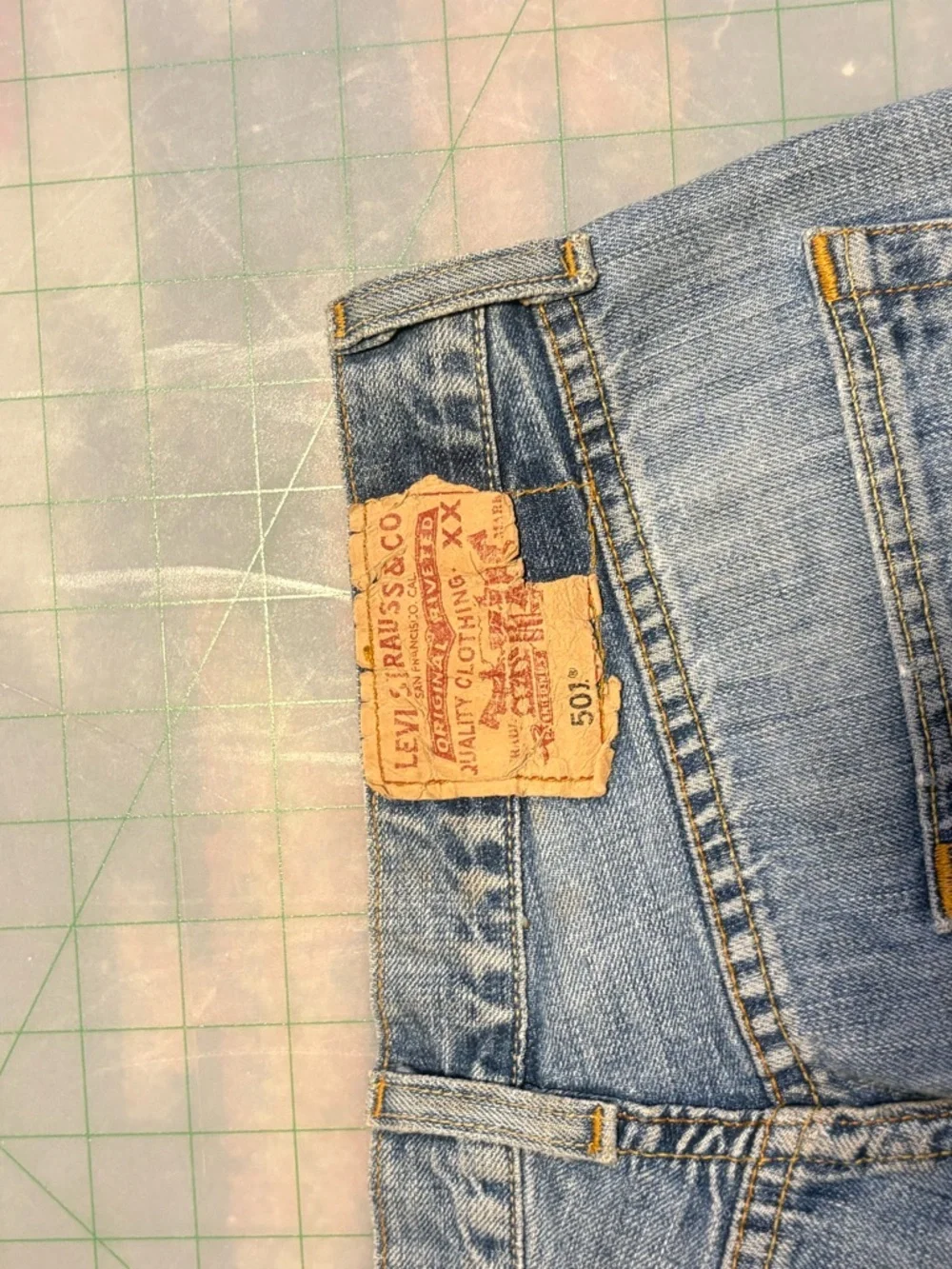 Levi's Vintage Light Blue Distressed Straight Jeans - Picture 4 of 4